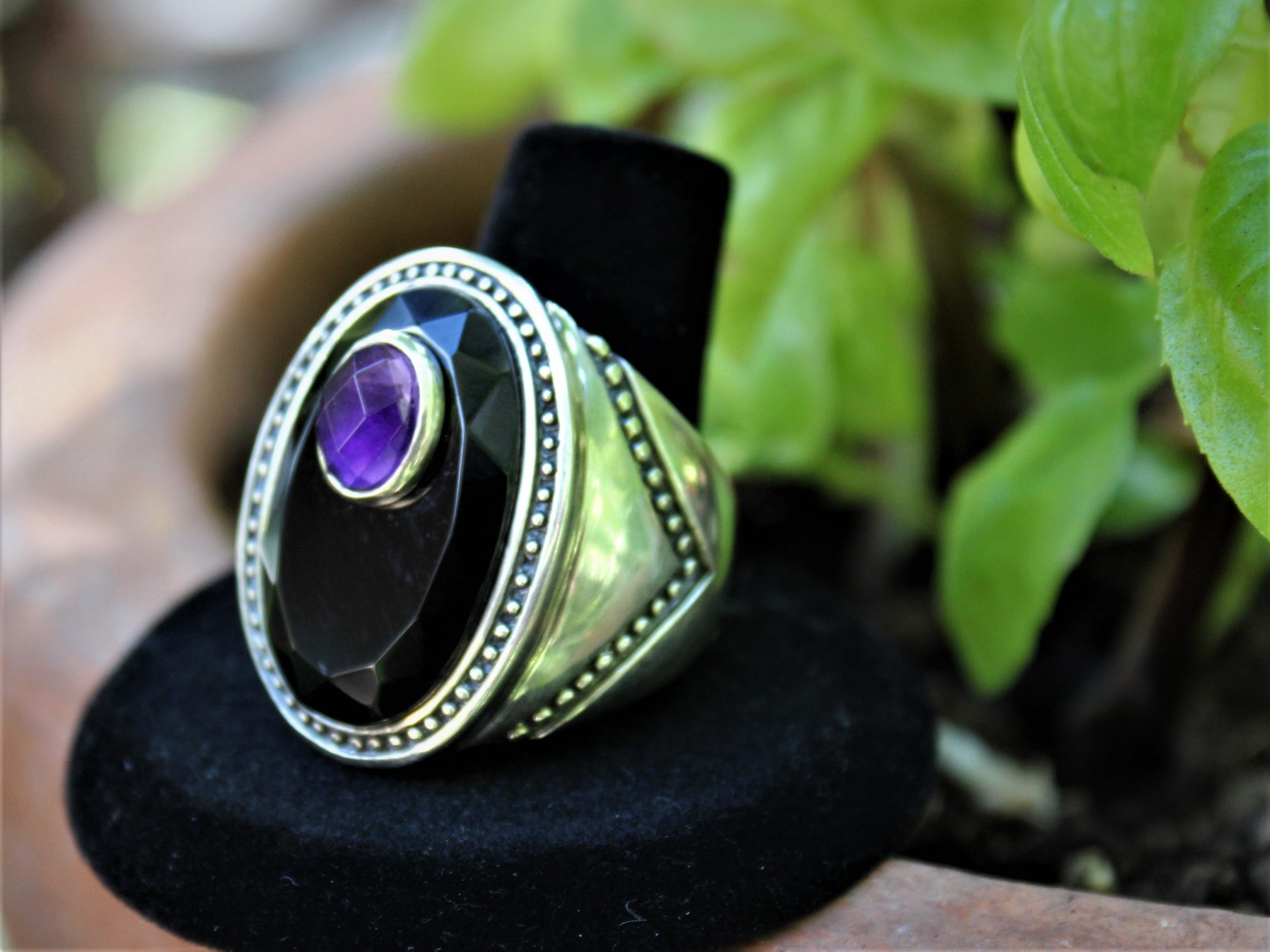 Amethyst and sale onyx ring