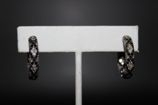 Black and White Diamond Pave Earrings