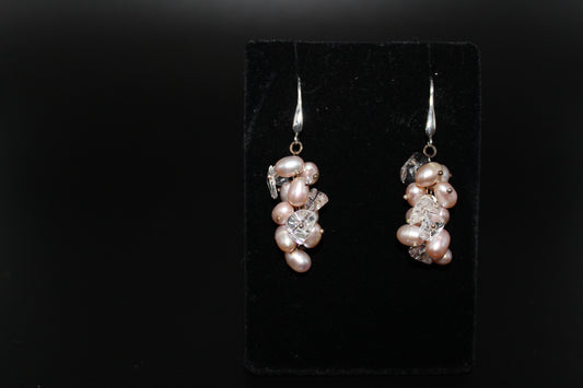 Fresh Water Pearl and Quartz earrings