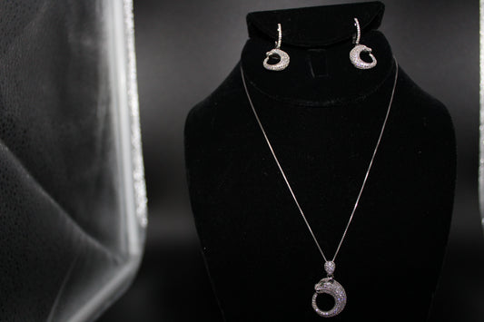 Jaguar CZ Pendant and Earring Set
