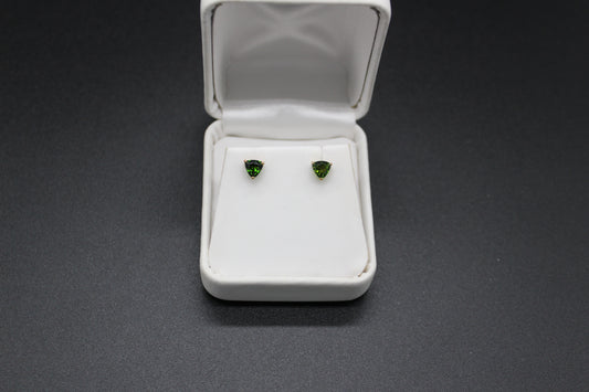 Gold Trilliant Chrome Diopside Earrings