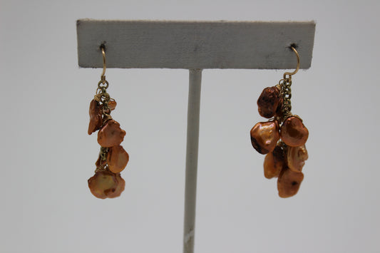 Copper Keshi Pearl Earrings