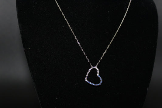 Sapphire and Diamond Heart Shaped Pendant