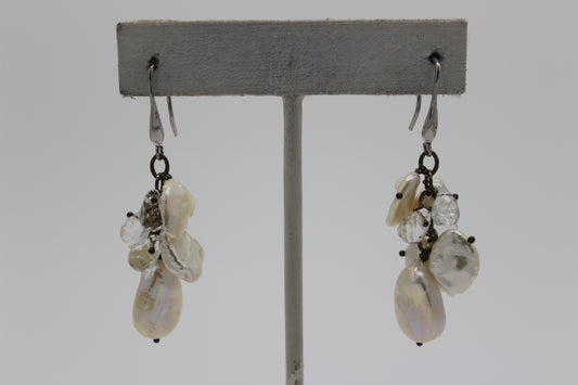 White pearl earrings