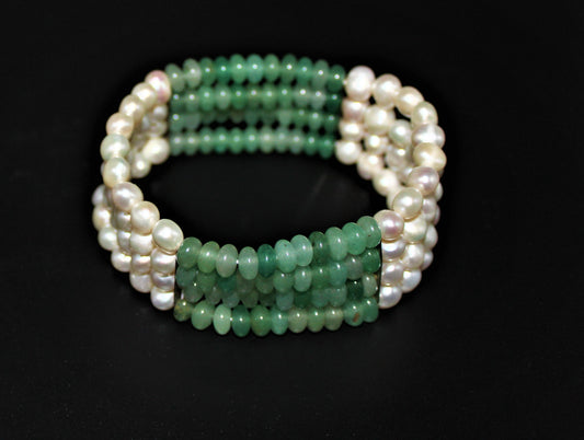 Fresh Water Pearl and Aventurine Bracelet