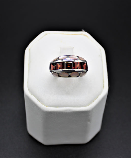 Garnet and Mother of Pearl Ring