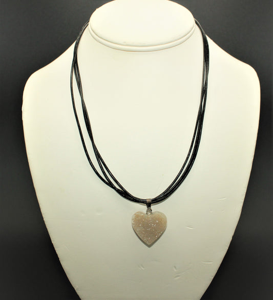 Druze Pendant on Leather Cord