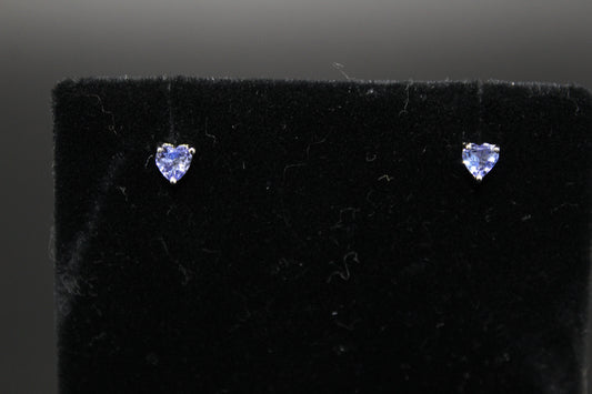 Heart Shaped Tanzanite Earrings