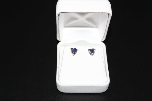 Gold Iolite Stud Earrings