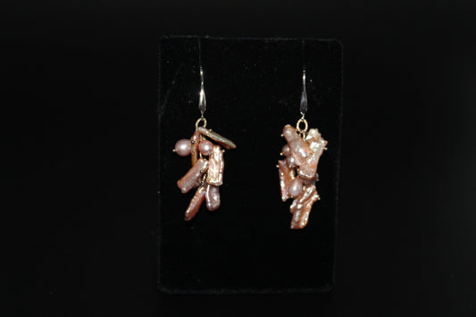 Fresh Water Keshi and oval Pearl earrings