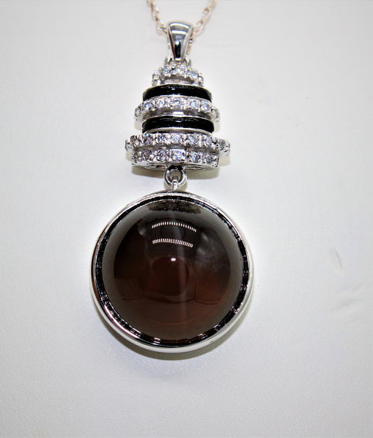 Diamond and Cats Eye Moonstone Pendant