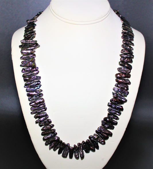 Elongated Fresh Water Pearl Necklace.