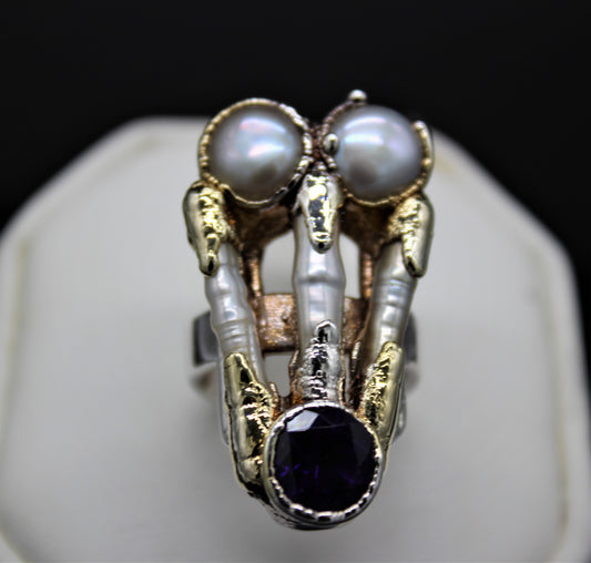 Fresh Water Pearl and Amethyst Ring