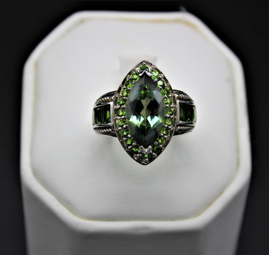 Chrome Diopside and Peridot Ring