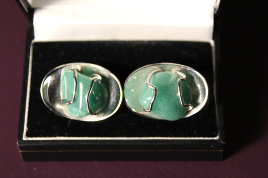 Vintage Silver Agate Cufflinks