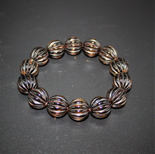 Carved Bead Smokey Quartz Bracelet