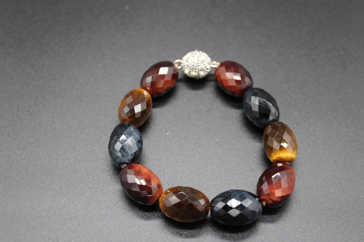 Multi Color Barrel Cut Tiger Eye Bracelet
