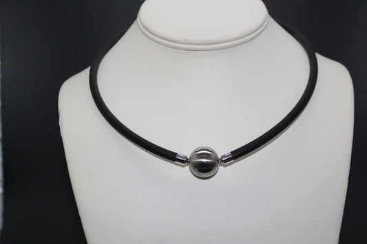 Gold Diamond and Neoprene Necklace