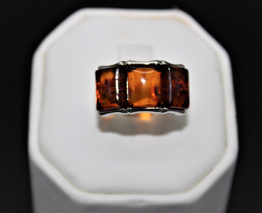 Three Stone Amber Ring