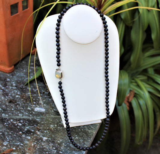 Blue Goldstone Bead Necklace.