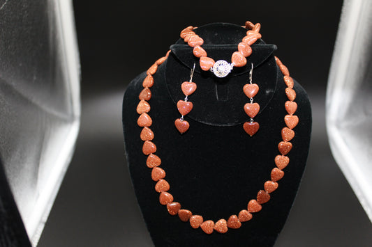 Goldstone Necklace Earring and Bracelet set