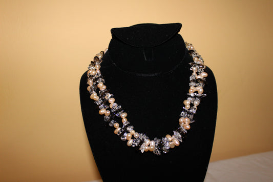 Pearl Smokey and Clear Quartz Neck lace