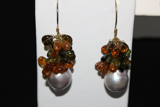 Fresh Water Pearl and Quartz Earrings