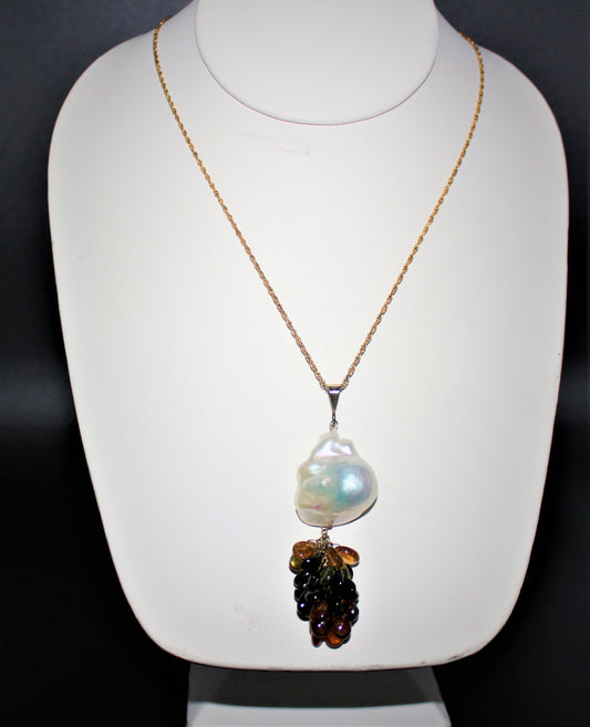 Fresh Water Pearl & Quartz Pendant