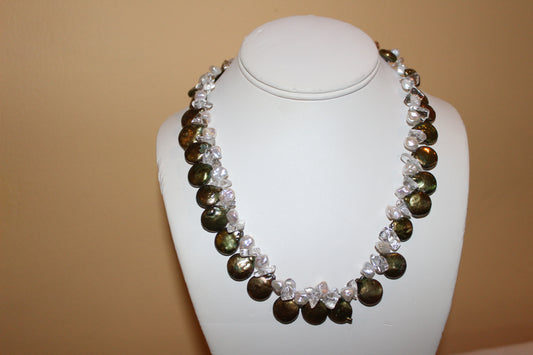 Pearl and Clear Quartz necklace