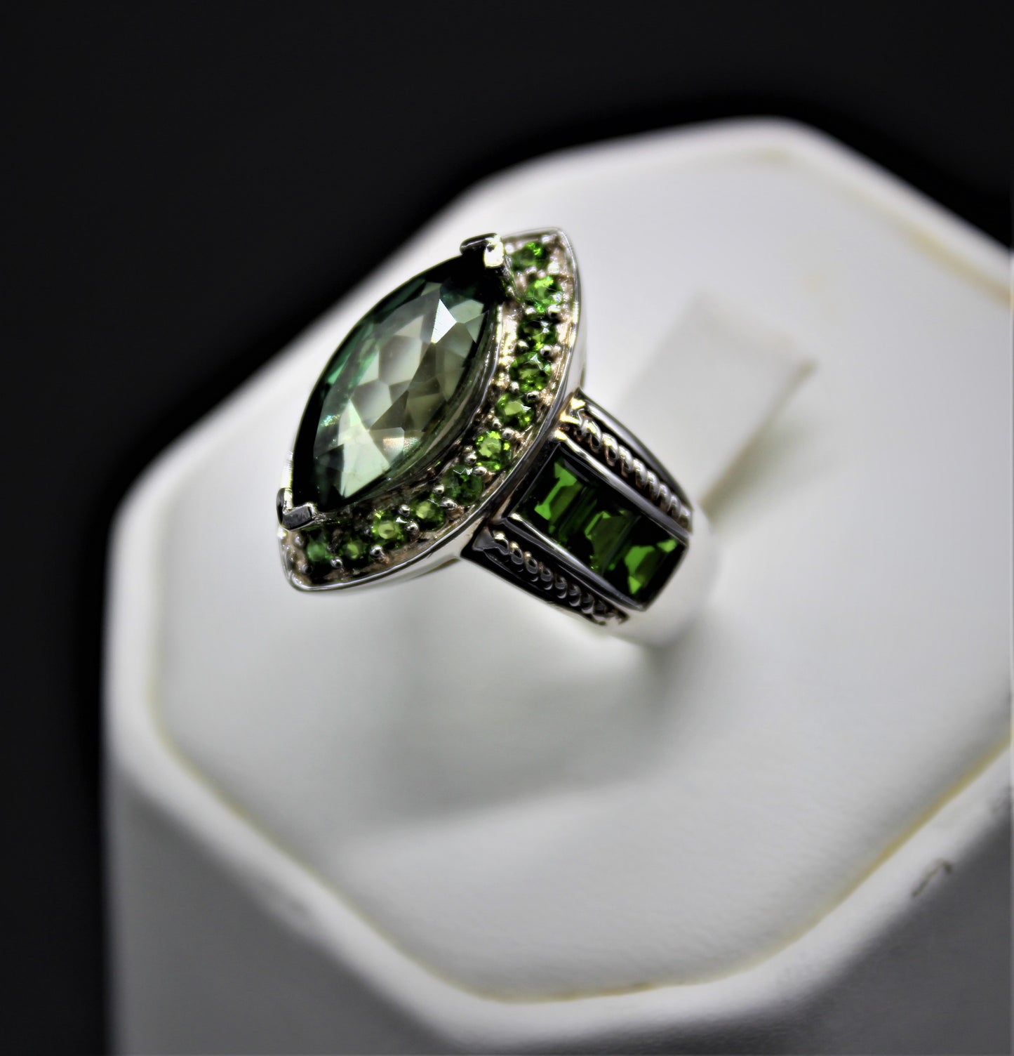 Chrome Diopside and Peridot Ring