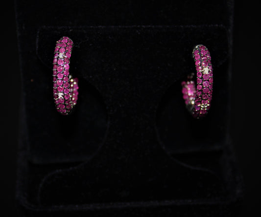 Sapphire and Diamond In and Out Hoop Earrings