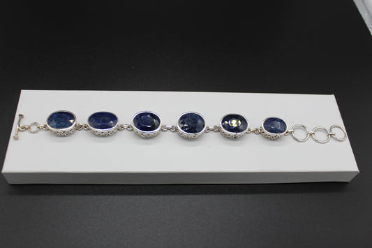 Sapphire Faceted Oval Stone Bracelet