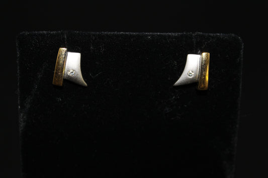CZ Silver and Gold Earrings