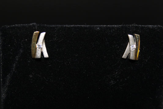 Silver and Gold CZ Earrings