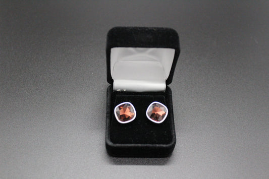 Faceted Plum Glass Earrings